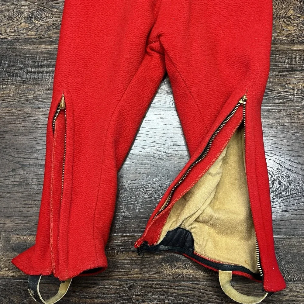 Vintage Suspender Pants Red Wool Leather Stirrups Boys Girls 2-3 Snow Riding 50s